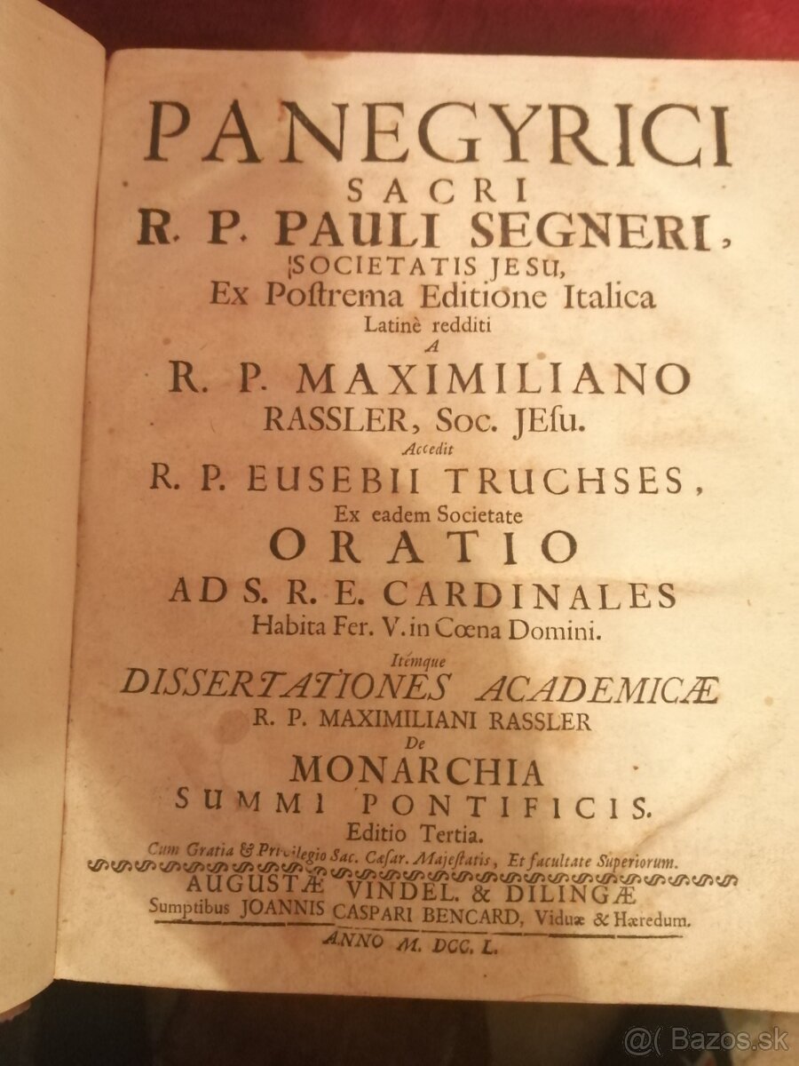 Stará vzácna kniha Segneri 1750 dobrý stav - 2