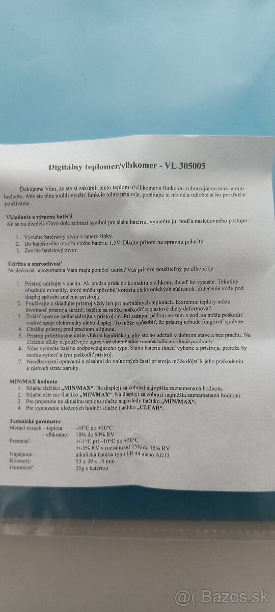 Digitalny vlhkomer s teplomerom - 2