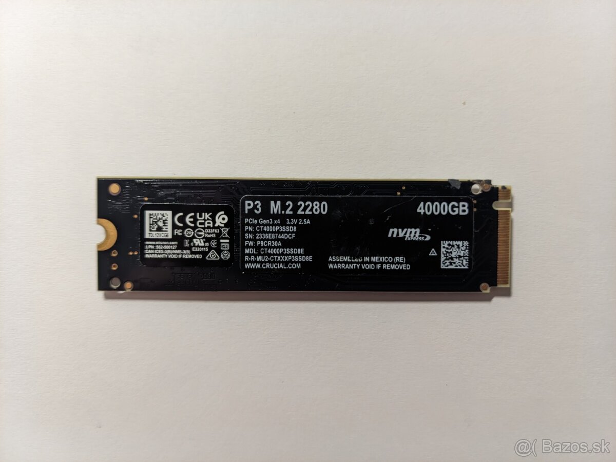 Crucial P3 4TB, M.2 2280, NVMe - 2