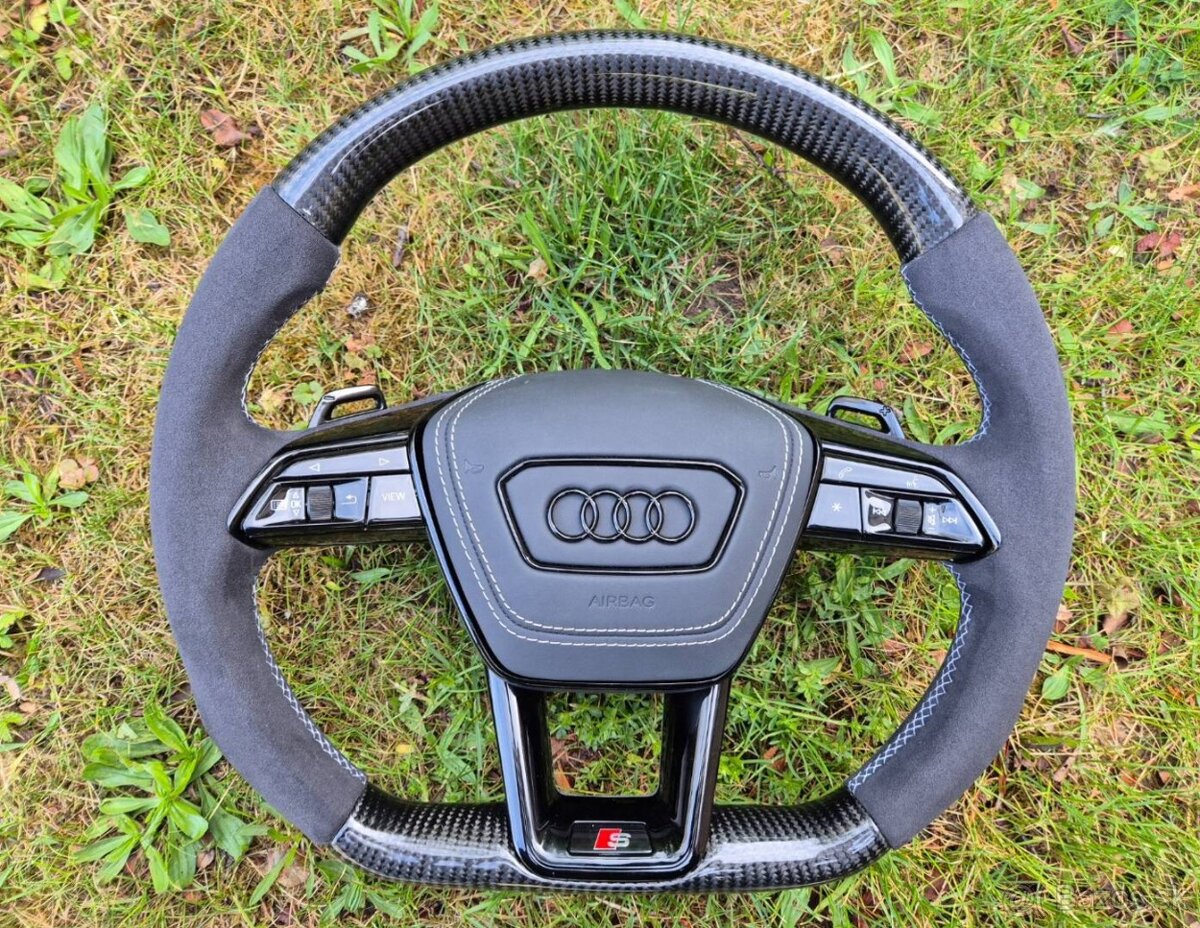 VOLANT AUDI KARBON ALKANTARA ČIERNY PREMIUM DEKOR + RS PADLA - 2