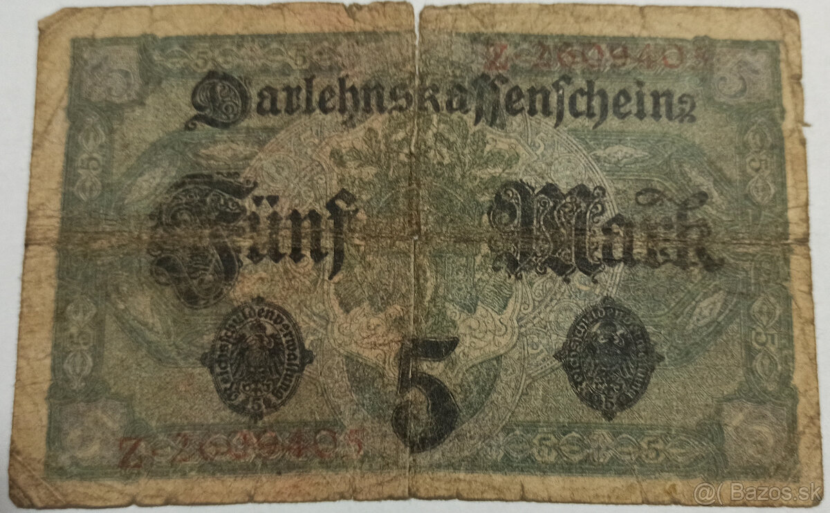 Päť Nemeckých Mariek vydané 1. august 1914 aukcia - 2