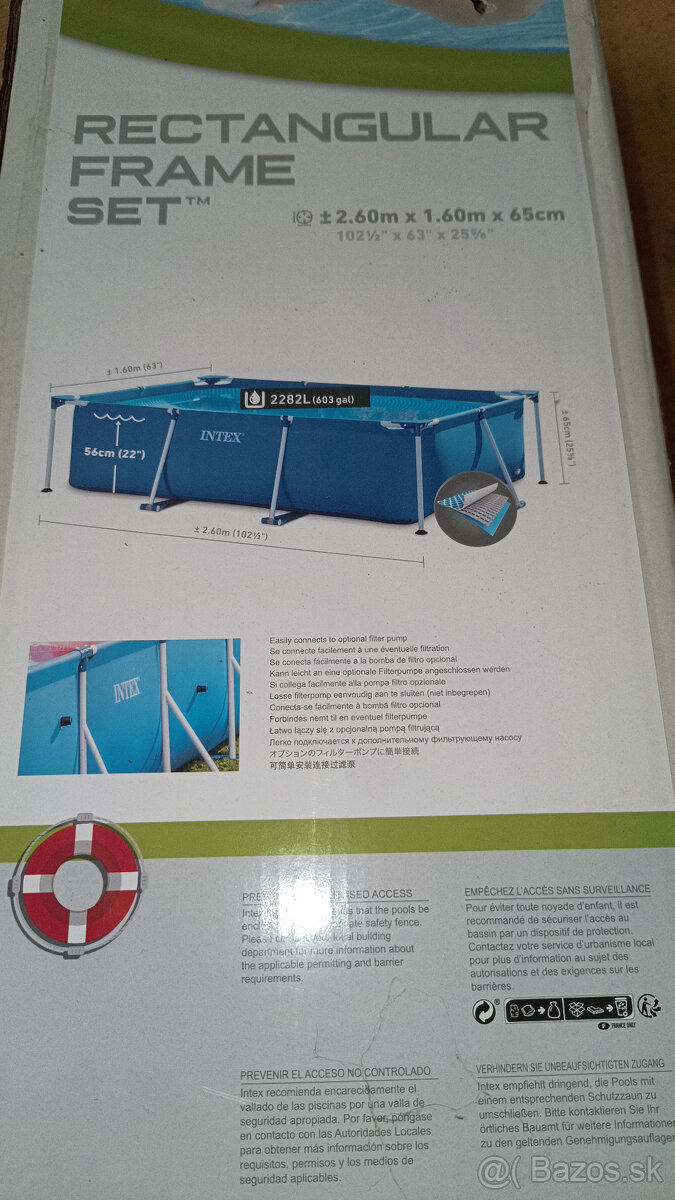 Predám bazen Intex 2.6x1.6x0.65m - 2