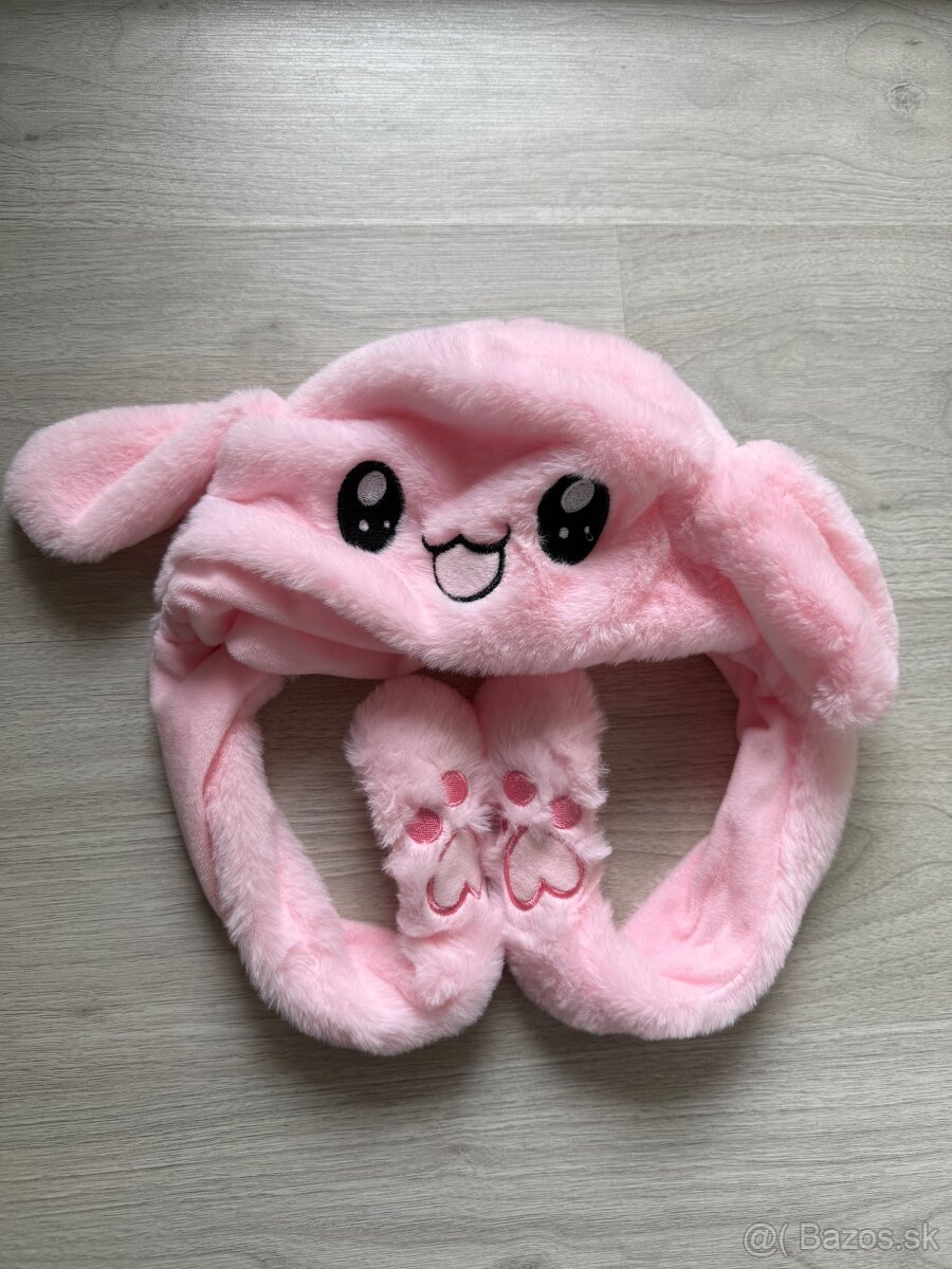 Plysova ciapka / zajacik s pohyblivymi usami - ruzova - 2