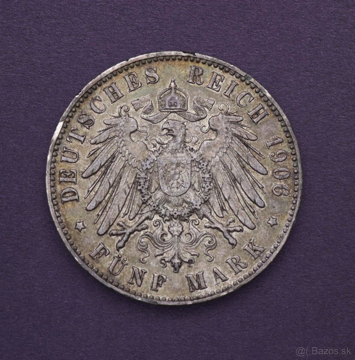 Strieborná 5 Marka 1906 J - Brémy - Krásna a Vzácna - 2