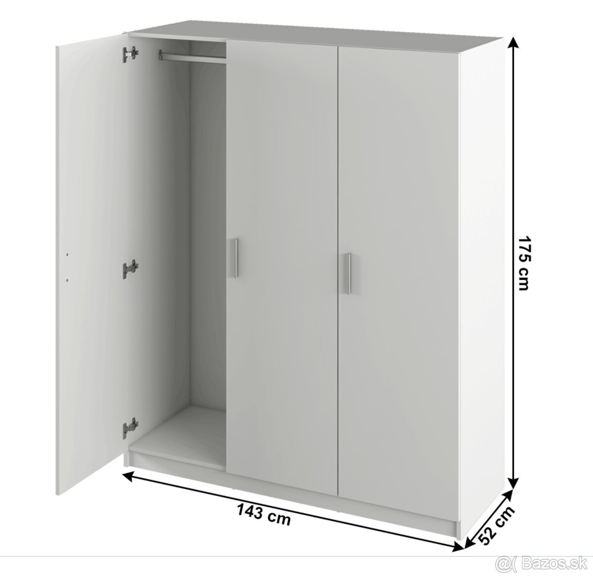 3-dverová skriňa biela - 2
