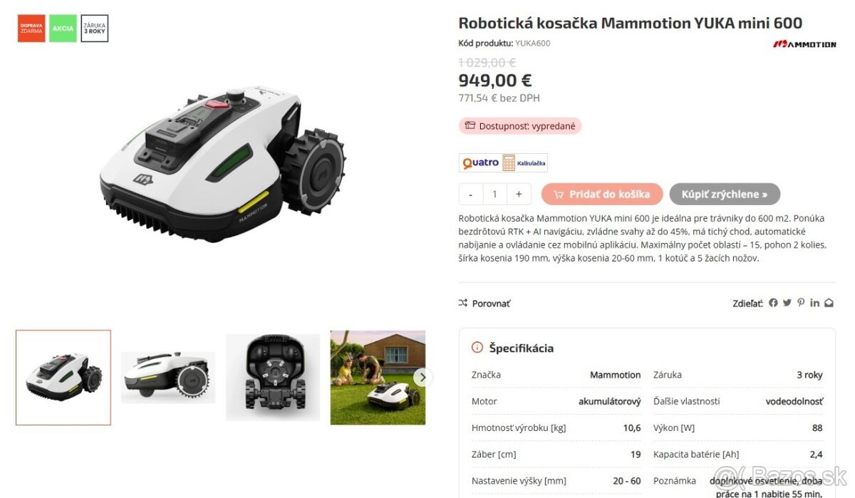 Robotická kosačka Mamotion YUKA mini 600 - 2