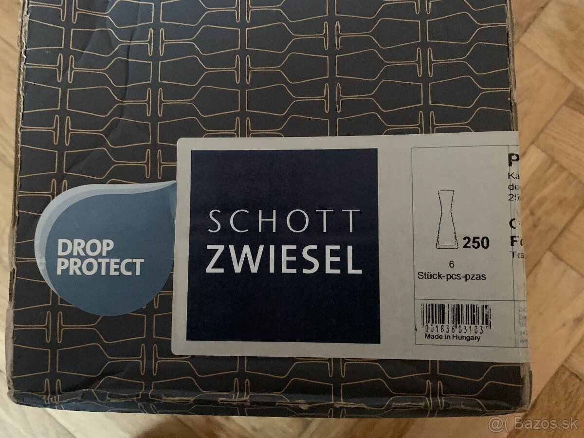 Predám 6ks sklenené karafy na vodu Schott Zwiesel, 250 ml - 2