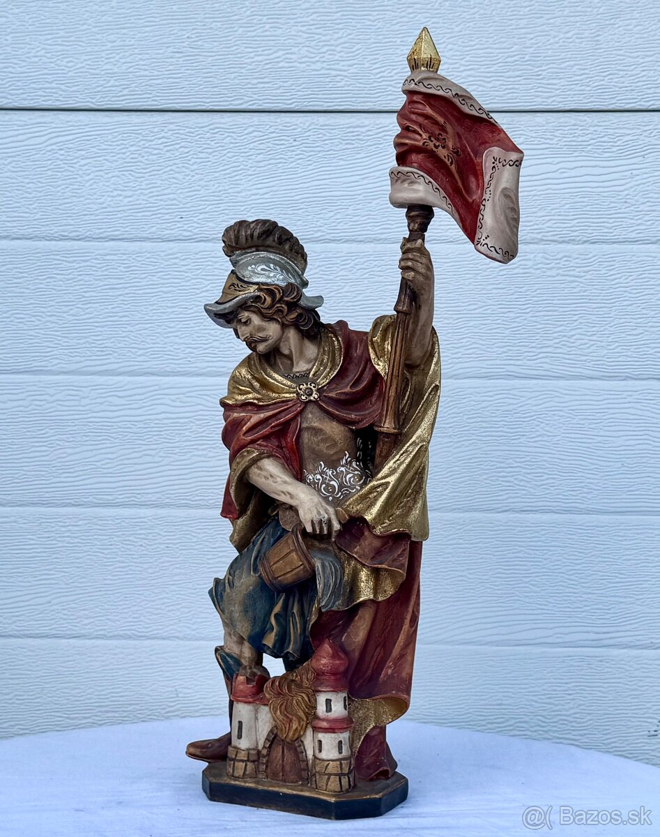 Dřevěná malovaná socha svatý Florián - 2