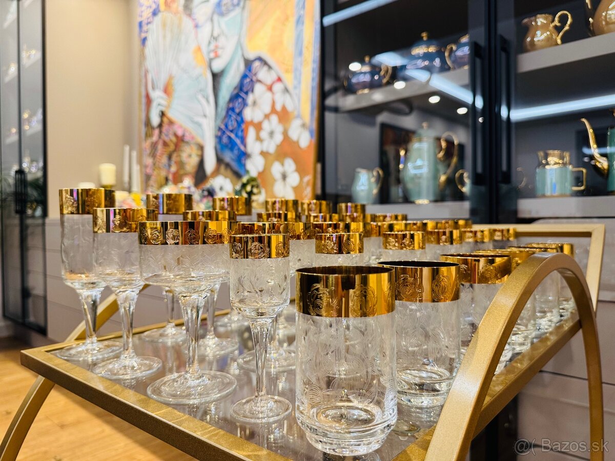 Sada pohárov z krištálového skla LR Czechoslovakia,posielam - 2