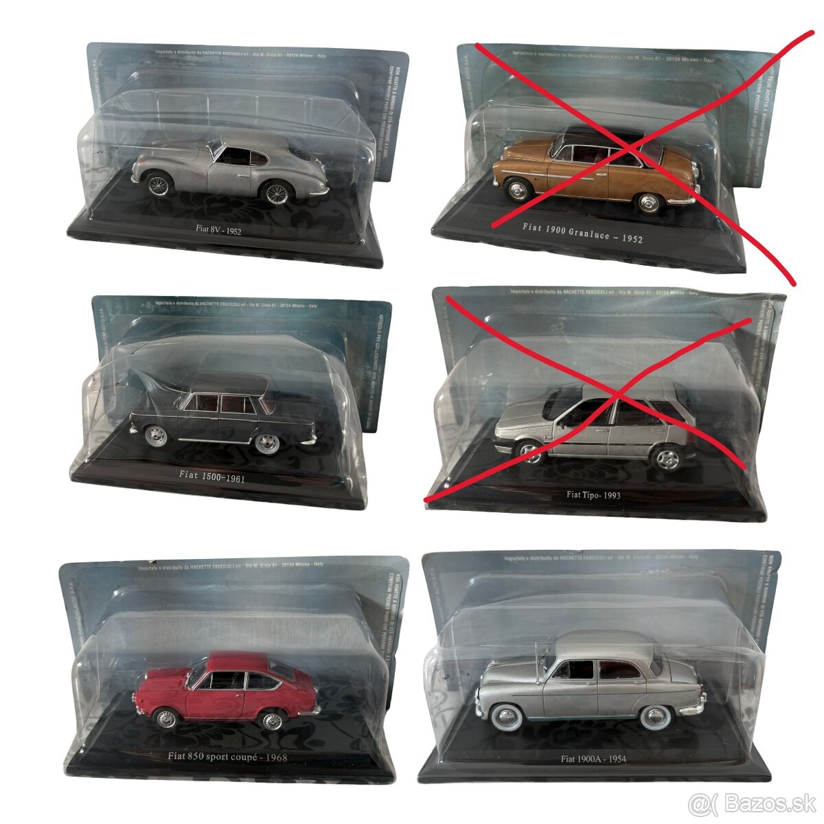 Kovové, zberateľské modely FIAT, mierka 1:43 - 2
