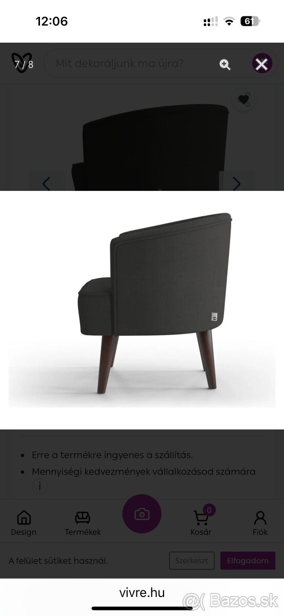 Zamatove antracit cierne kreslo Avron - 2