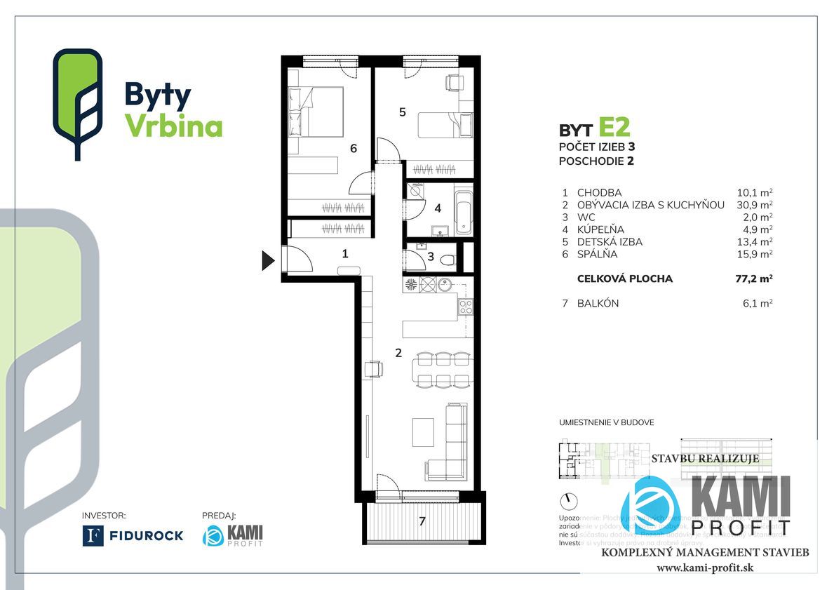 Na predaj 3 izbový byt s terasou v novostavbe v Piešťanoch v - 2