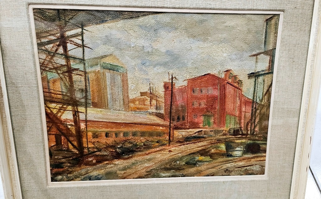 Rozvodňa v Niklovej Huťi 1962 olejomaľba - 2