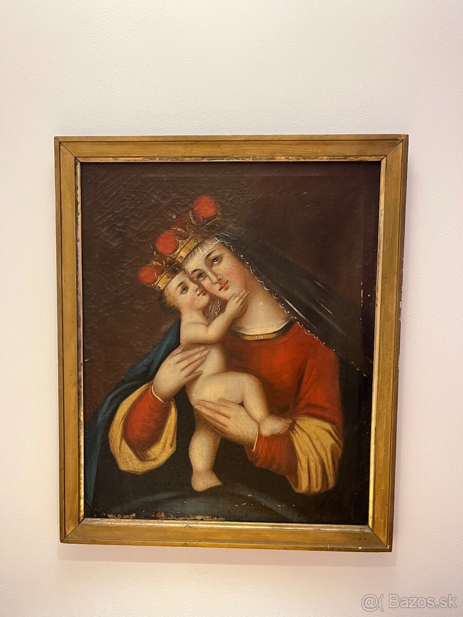 Olejomaľba na platne Madona s dietaťom v náruči - 2