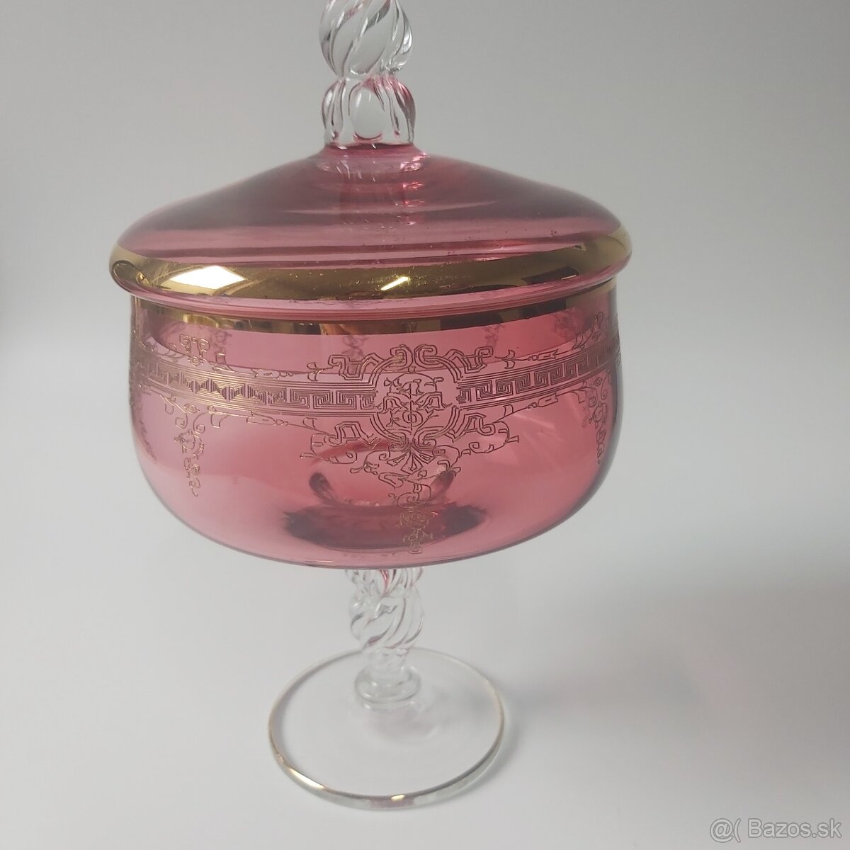 Ruby Royal 6x pohár+bonboniera z ružového skla gravírované - 2