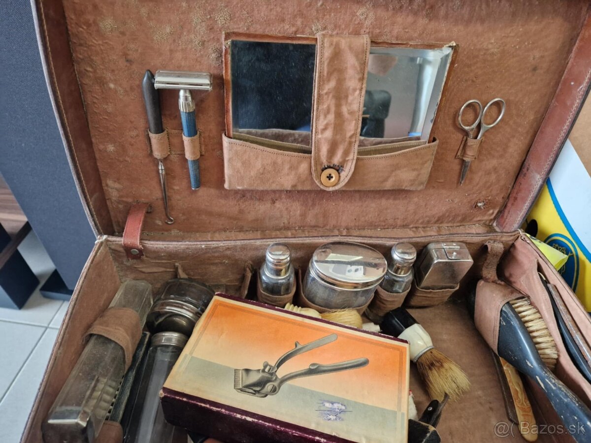 Starožitný kufrík na holenie strihanie - 2