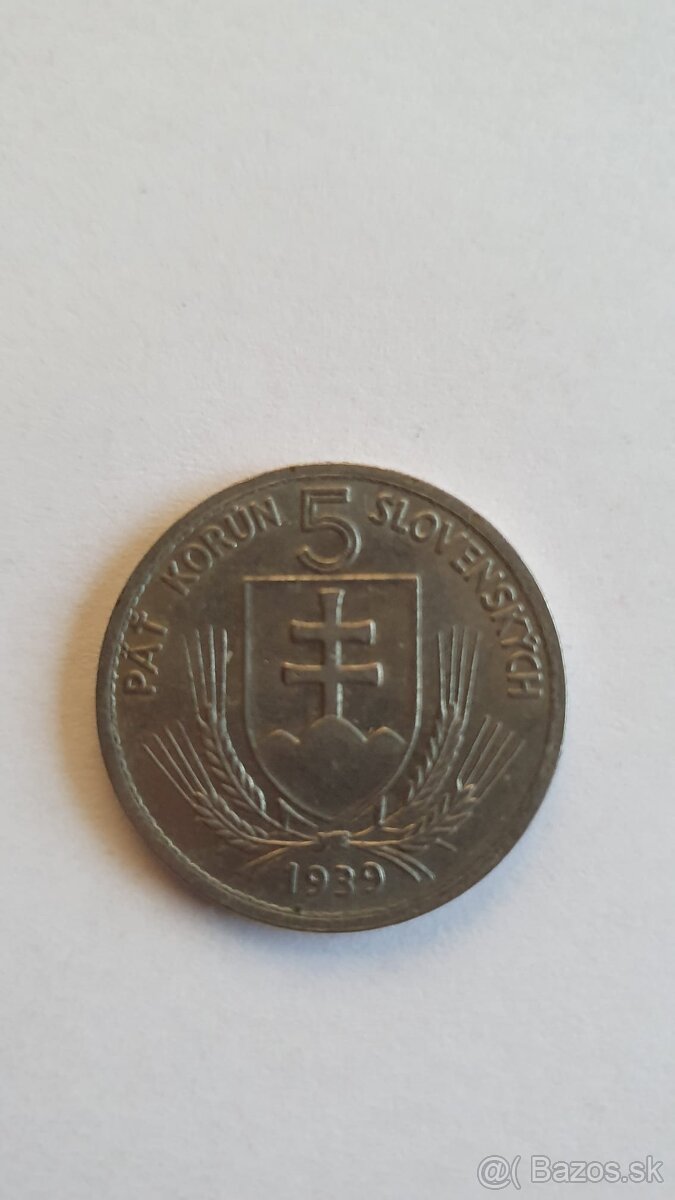 Slovensko 5 korún, 1939 - 2