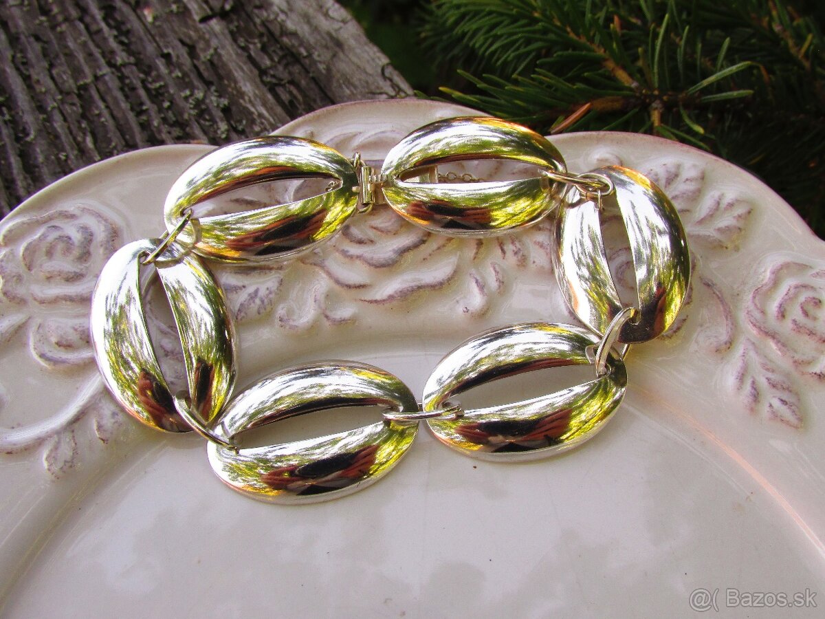 Hrubý starý strieborný náramok, Ag 900 - 2