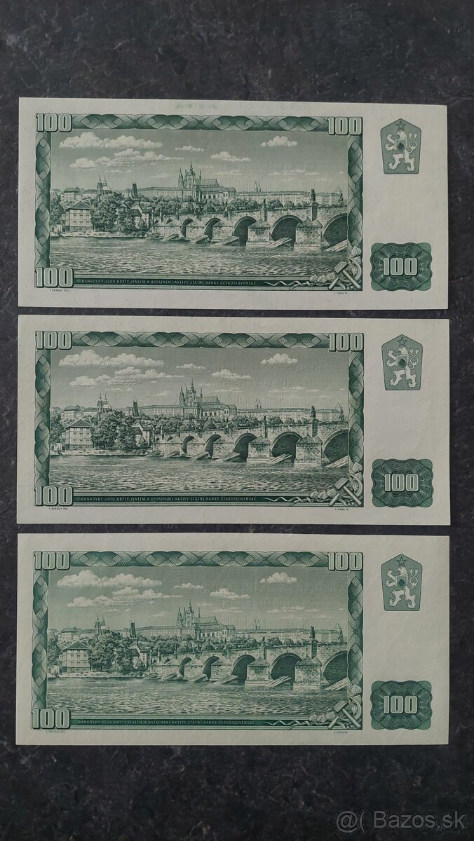 3x 100 Kčs 1961, stav N (UNC) - 2