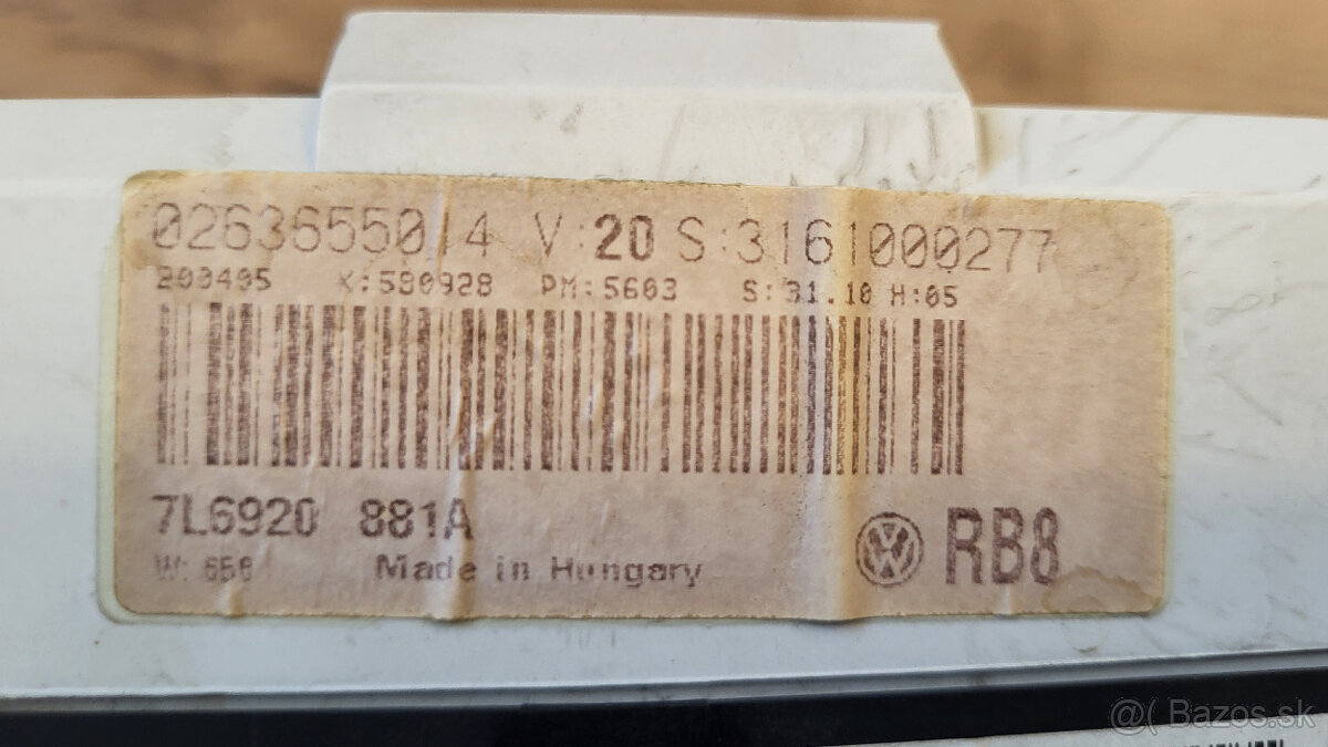 Predám pristrojovy štít (budiky) na VW Touareg TDi - 2