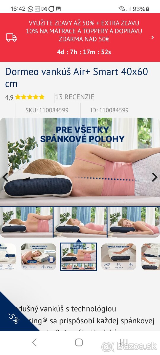 Dormeo vankúš Air+smart - 2