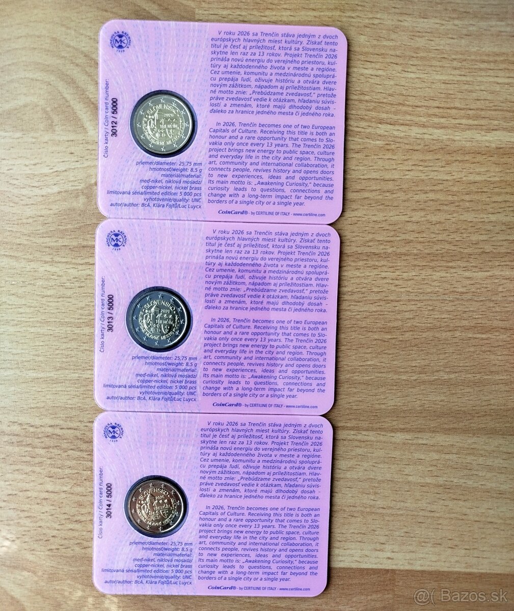 Coin card 2€ Trenčín 2026 - 2
