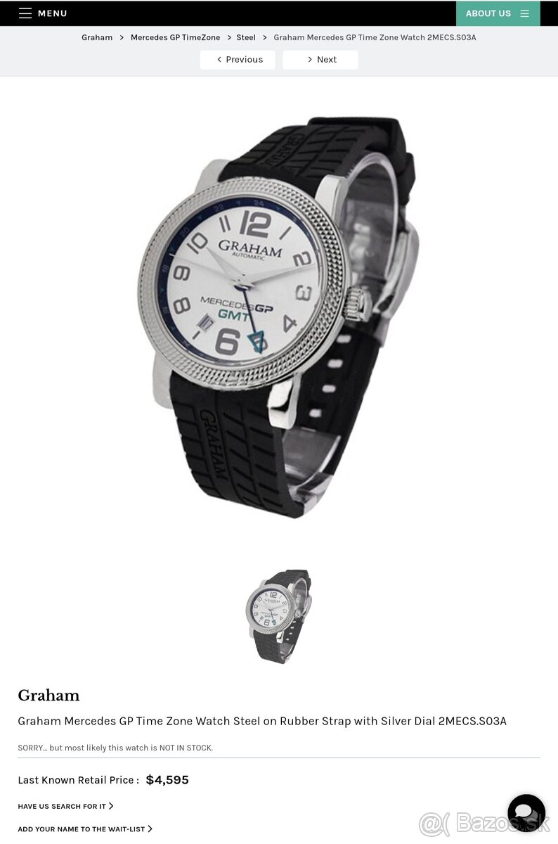 Graham, model Mercedes Grand Prix, originál hodinky - 2