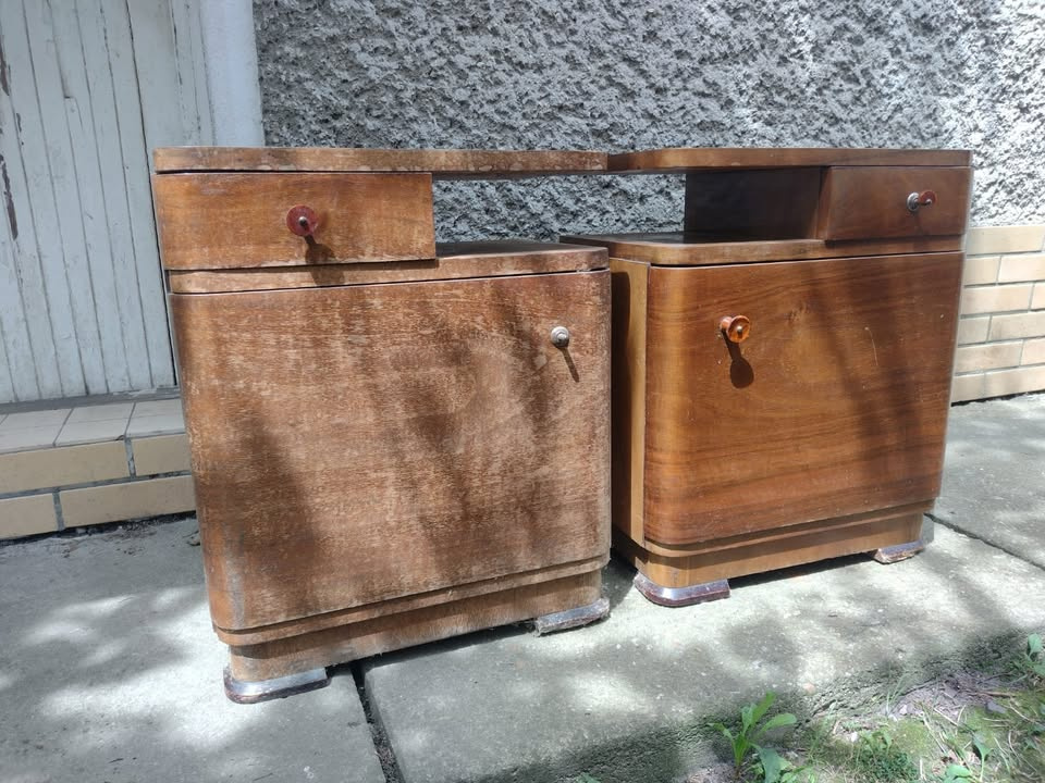 Predám retro nočné stolíky 2x z masívneho dreva, 50 roky, vh - 2