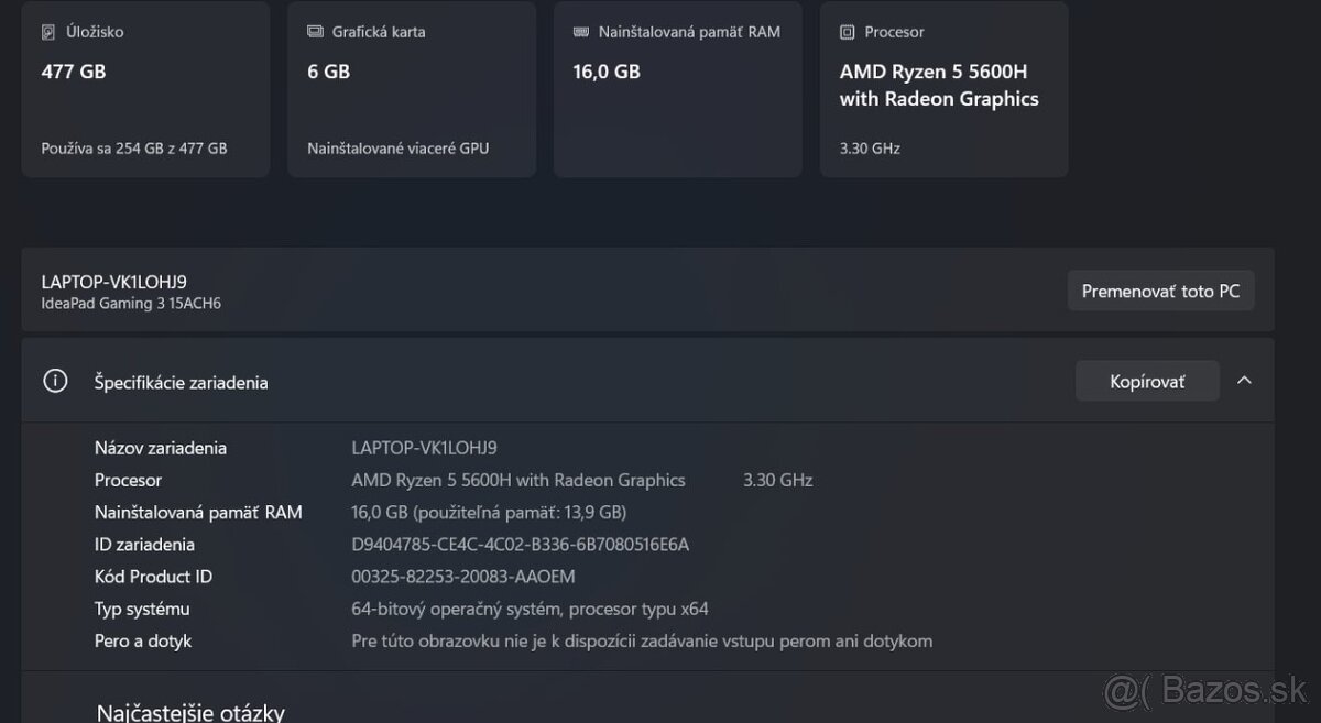 Predám / Vymením – Lenovo IdeaPad Gaming 3 - 2