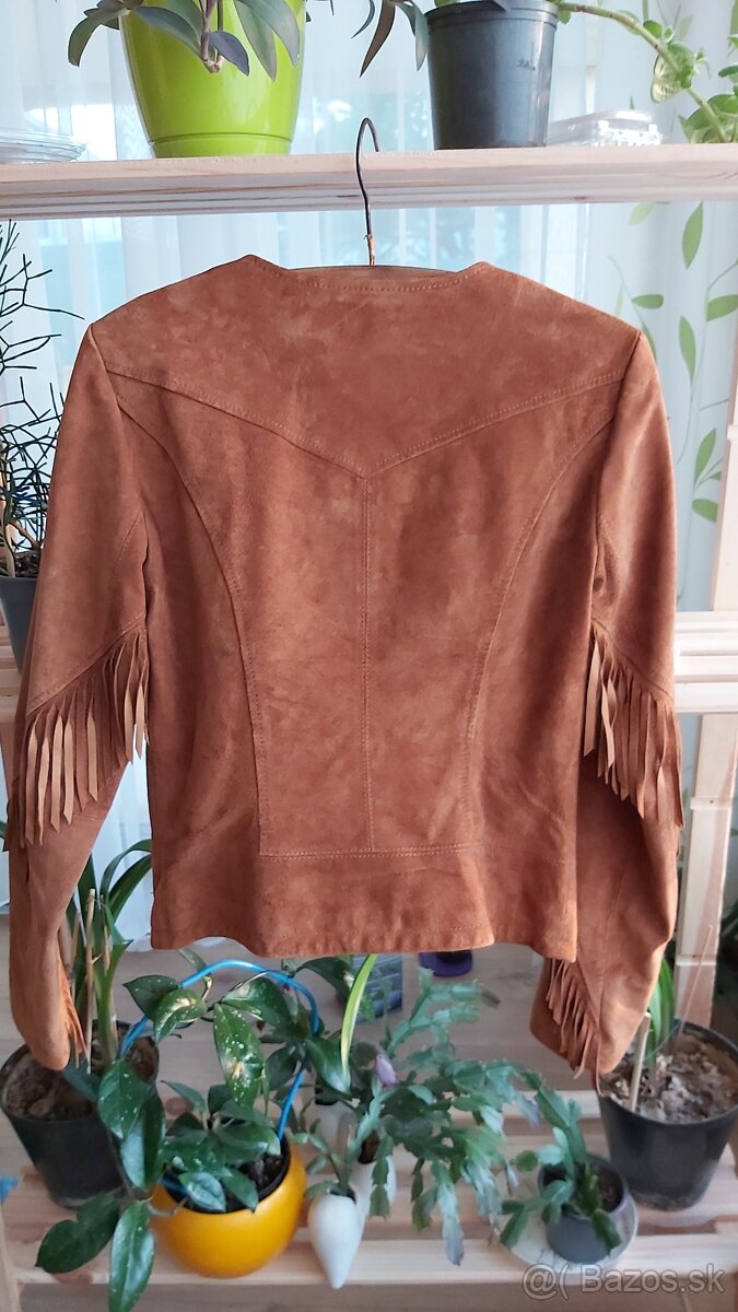 hnedá dámska bunda Zara veľkosť S, brúsená koža - 2