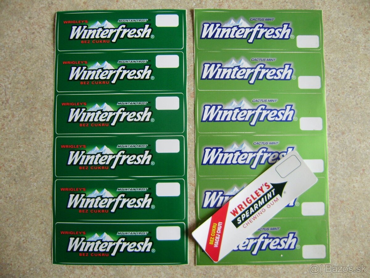 Predám, nálepky, žuvačky Wrigleys Winterfresh. - 2