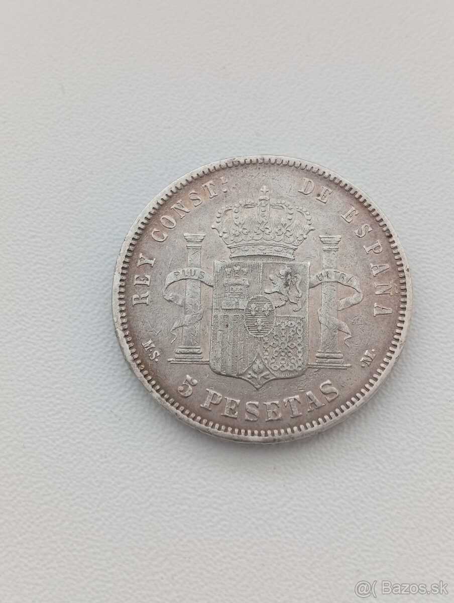 Mince 5 pesetas 1884 - 2