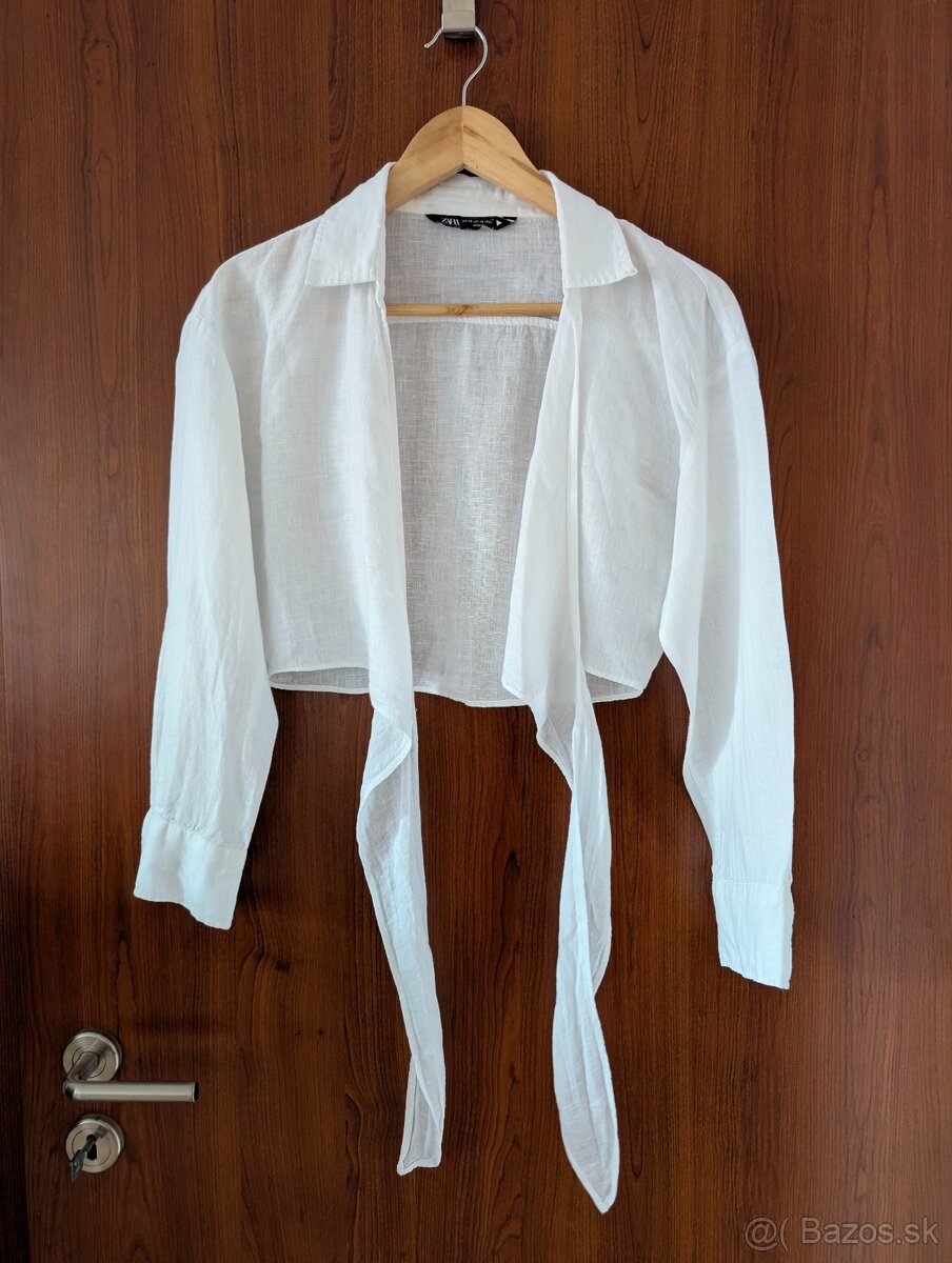 Zara biela ľanová košeľa 100% ľan - 2