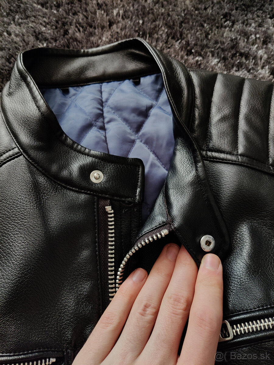 Pánska koženková bunda, bombera, riflovka - 2