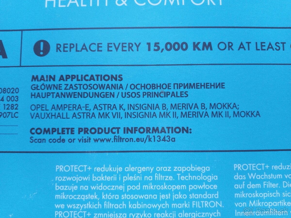 Peľový filter FILTRON K 1343A pre vozidlá OPEL - 2