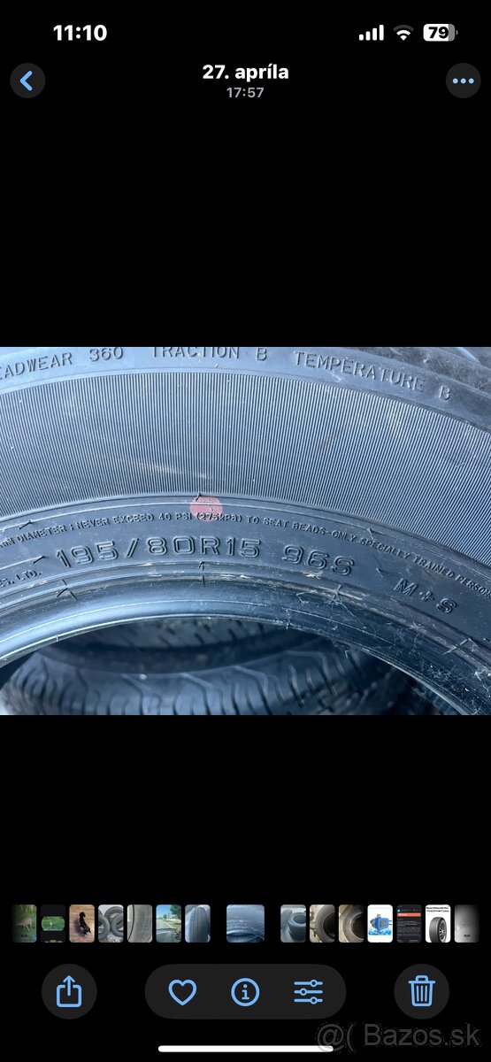 Predám pneu 195/80/R15 - 2