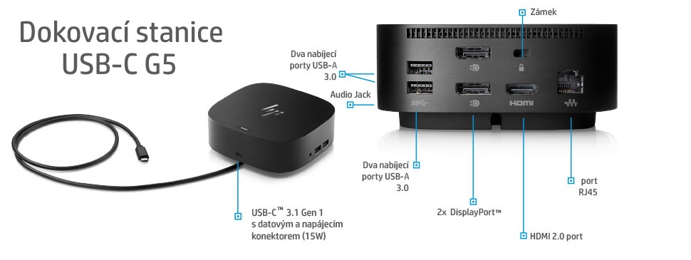 HP USB-C Dock G5 dokovacia stanica - 2
