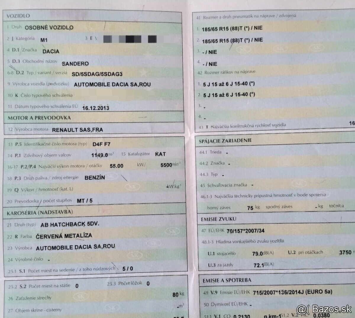 DACIA SANDERO 1.2 2013 predám MOTOR D4F F7, DVERE, PIATE DVE - 2