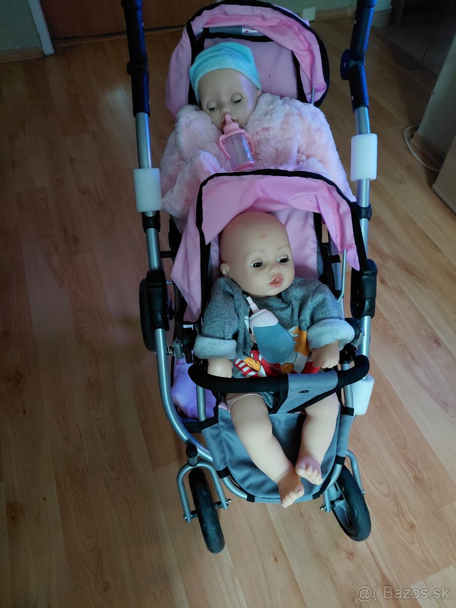 Detský dvojkočík s 2 bábikami. - 2