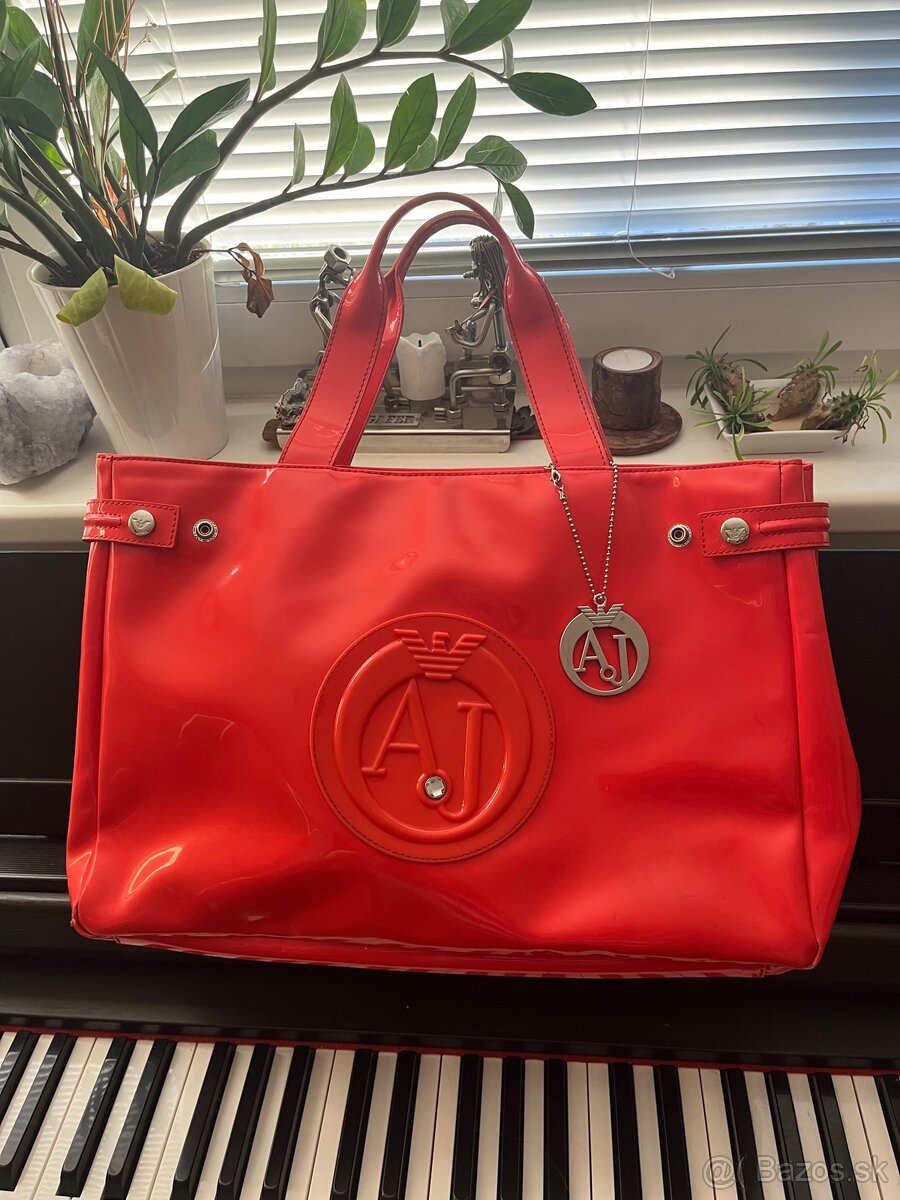 Armani Jeans kabelka originál červená lakovaná - 2