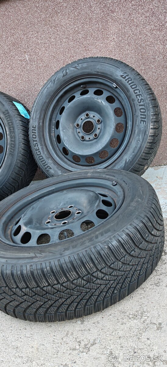 Plechové disky 5x112 a zimné Bridgestone Blizzak 205/60 R16 - 2