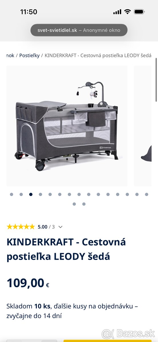 Cestovna detska postielka kinderkraft leody - 2