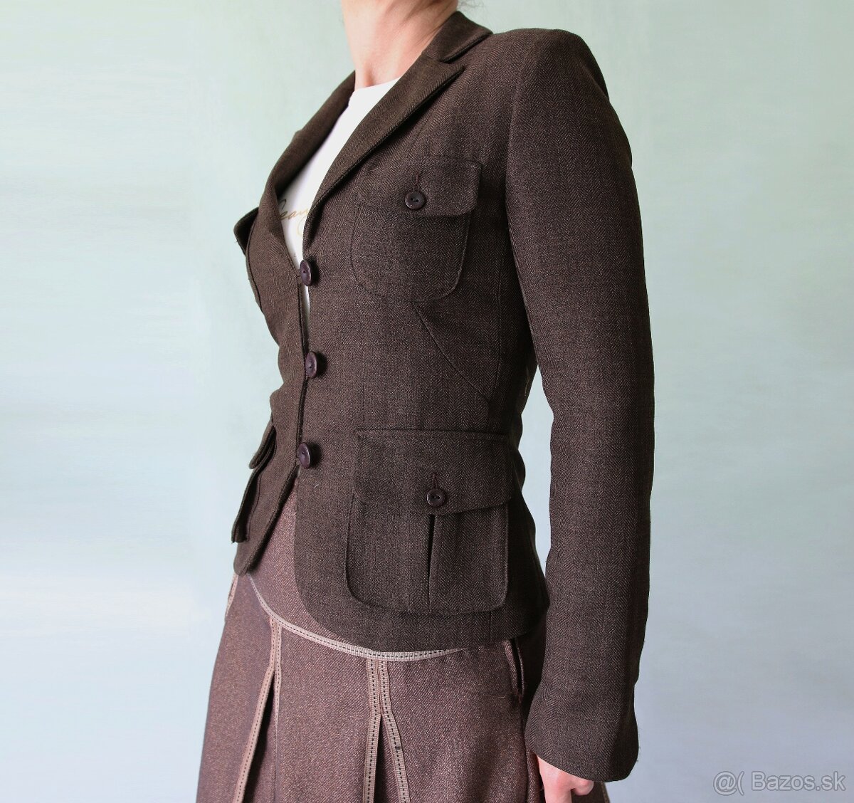 Hnedé sako s nakladanými vreckami Orsay veľ.32 - 2