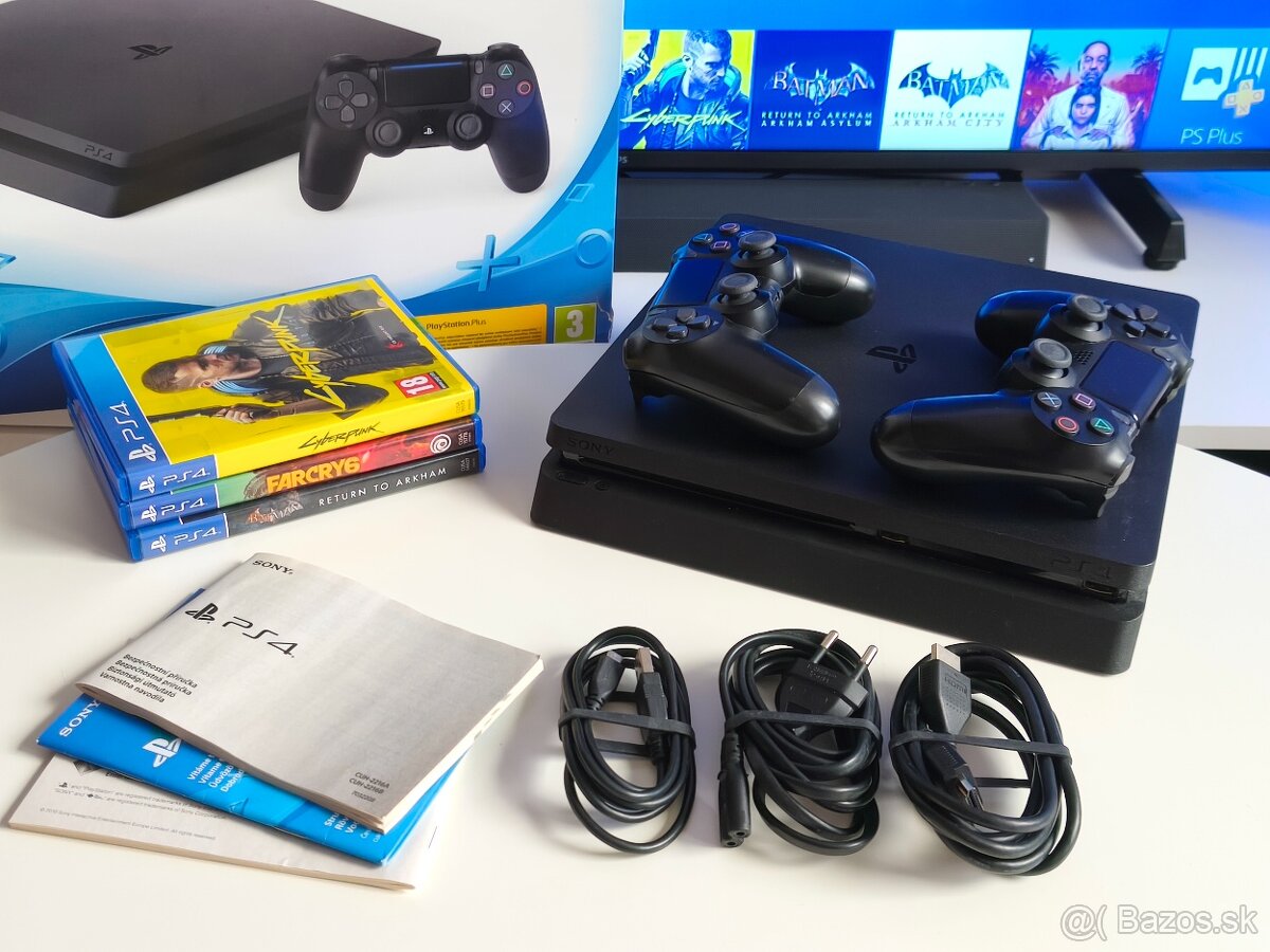 PS4 PLAYSTATION 4 SLIM + 2X OVLADAC + HRY - 2