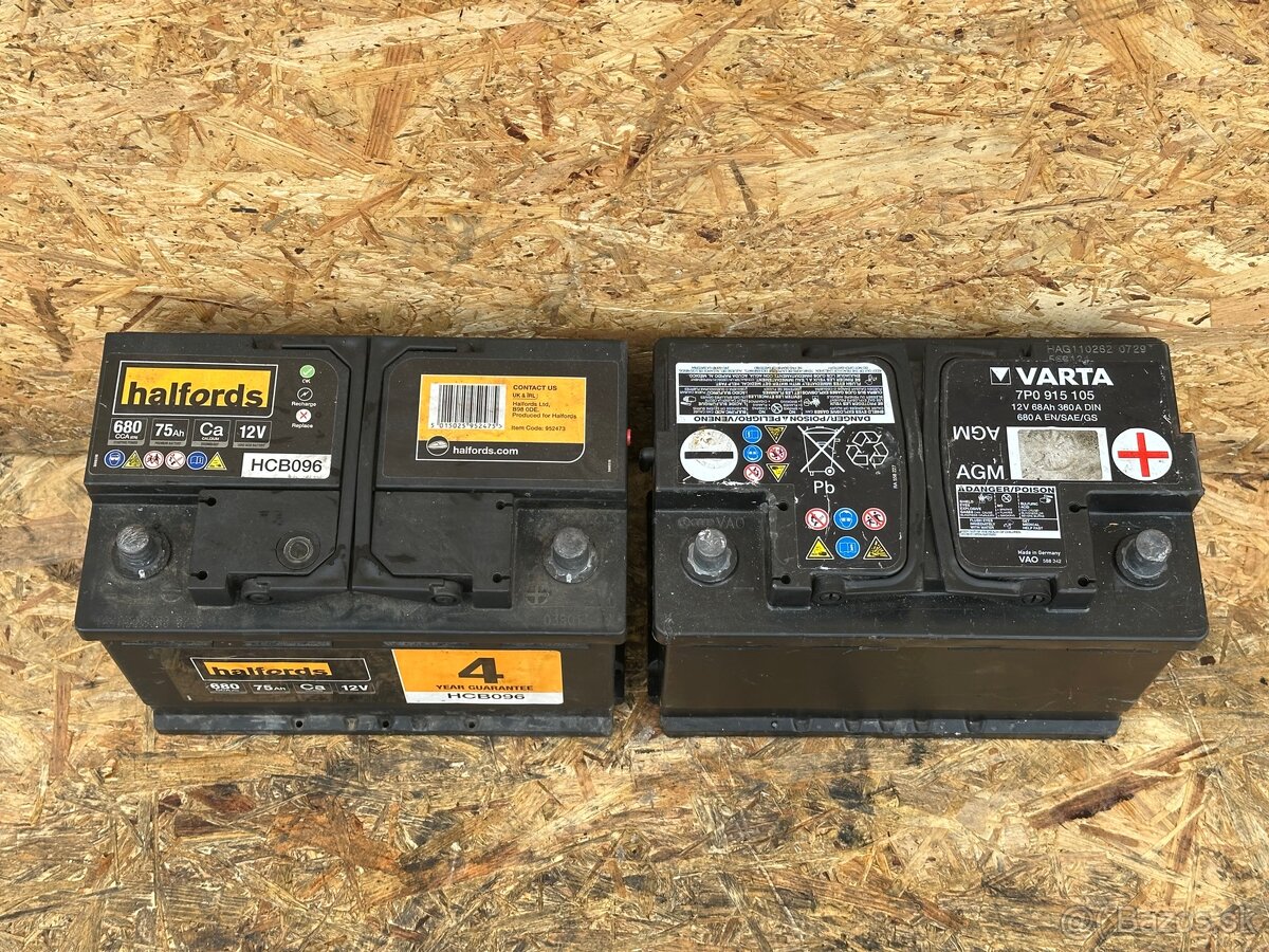 Autobatérie Halfords 75Ah + Varta 68Ah - 2