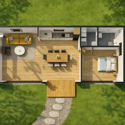 Moderný dom 12 × 4,8 m – celoročné bývanie - 2