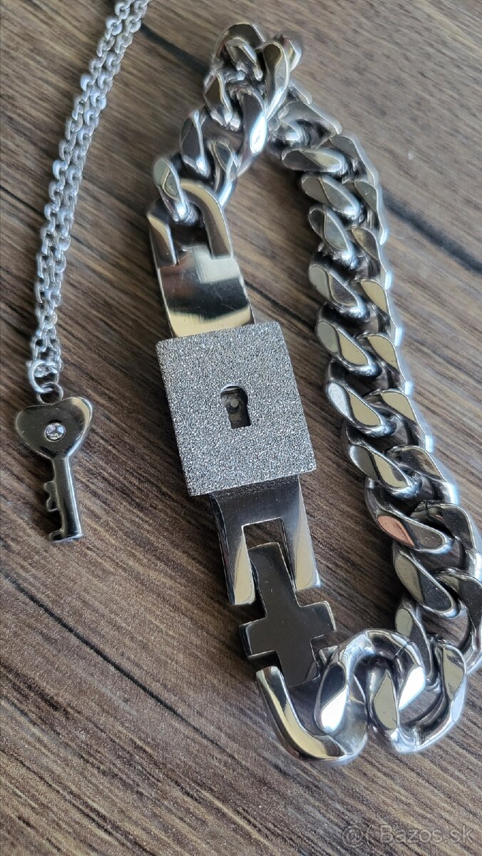 Náramok s klúčikom a retiazkou pre páry - 2