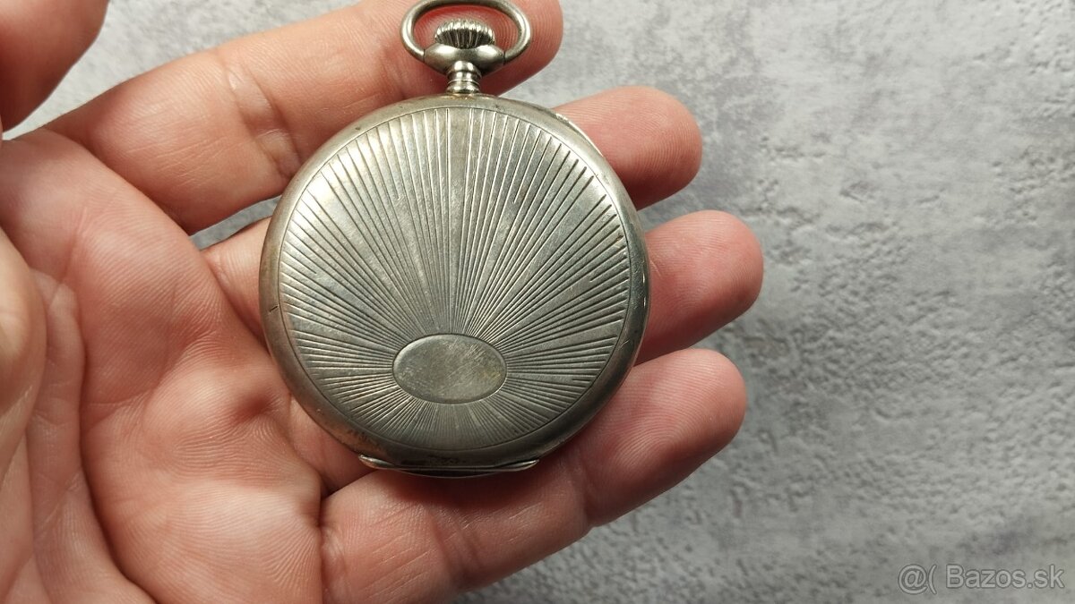 Starožitné pánské švýcarské kapesní STŘÍBRNÉ hodinky DOXA - 2