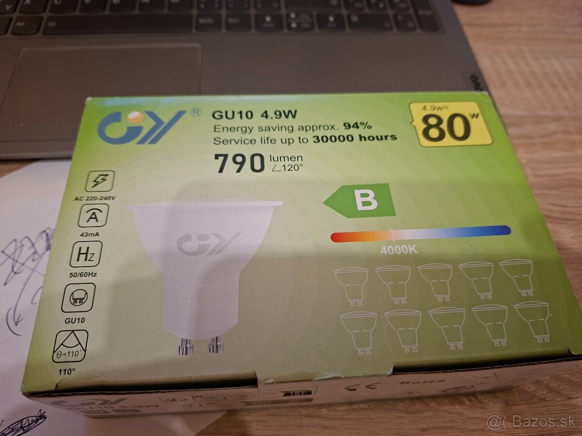LED žiarovky GY: 10ks, 6500K, 4.9 W, GU10 - 2