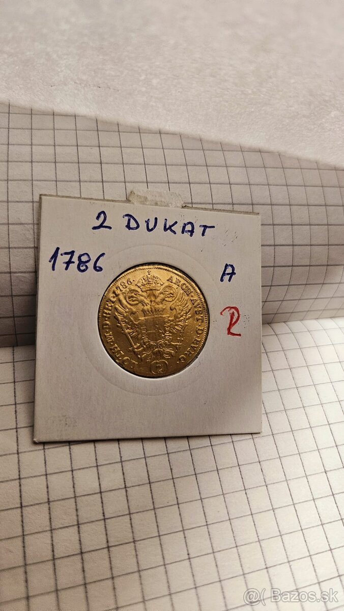 vzácny zlatý 2 dukát 1786 - 2